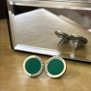 Silver and Teal Stud Earrings